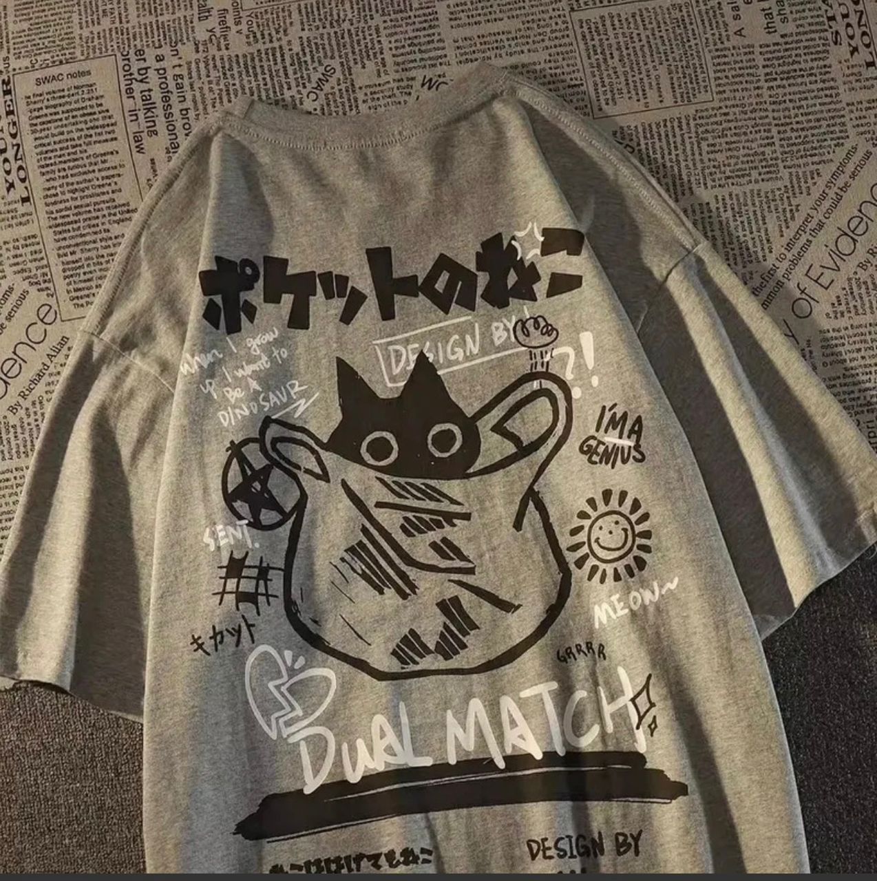 Dual Match Grey T-Shirt (Cotton)