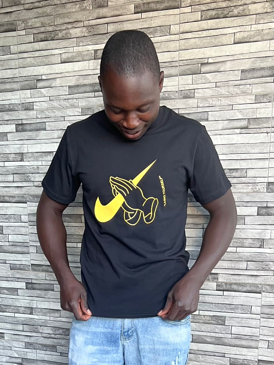 Nike Yellow Logo T-Shirt (Cotton)